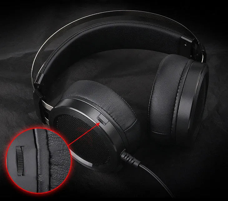 Black wired computer gaming headset with over-ear design and 3.5mm connector