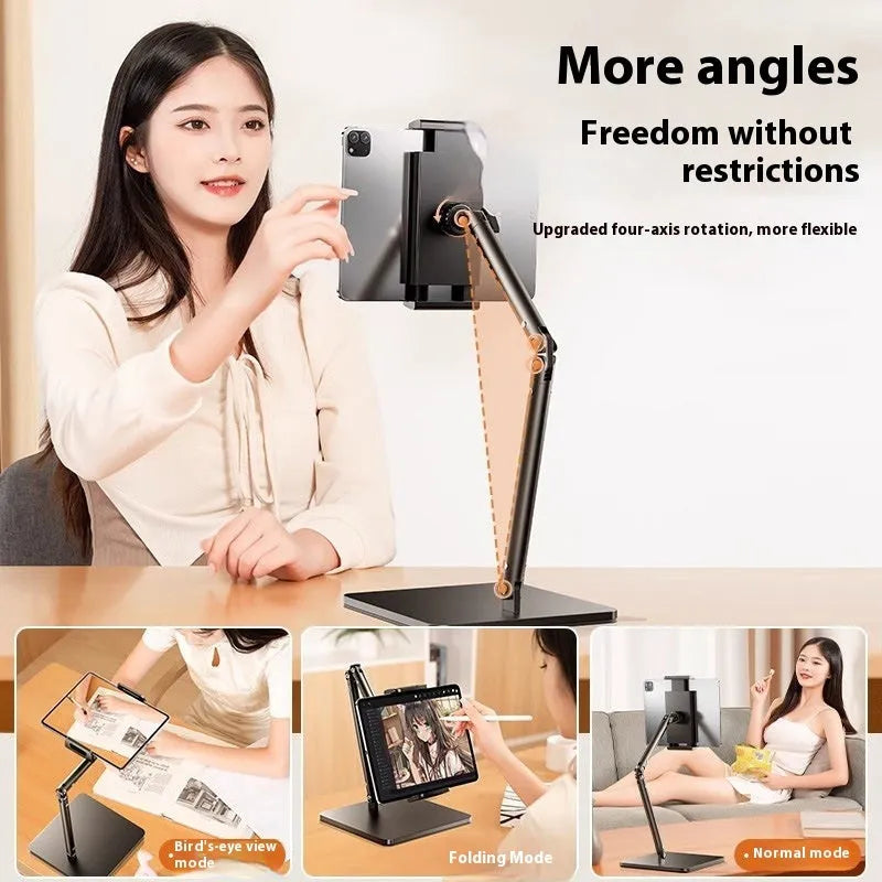 Alloy desktop phone bracket with square double arms and universal adjustment for mobile devices