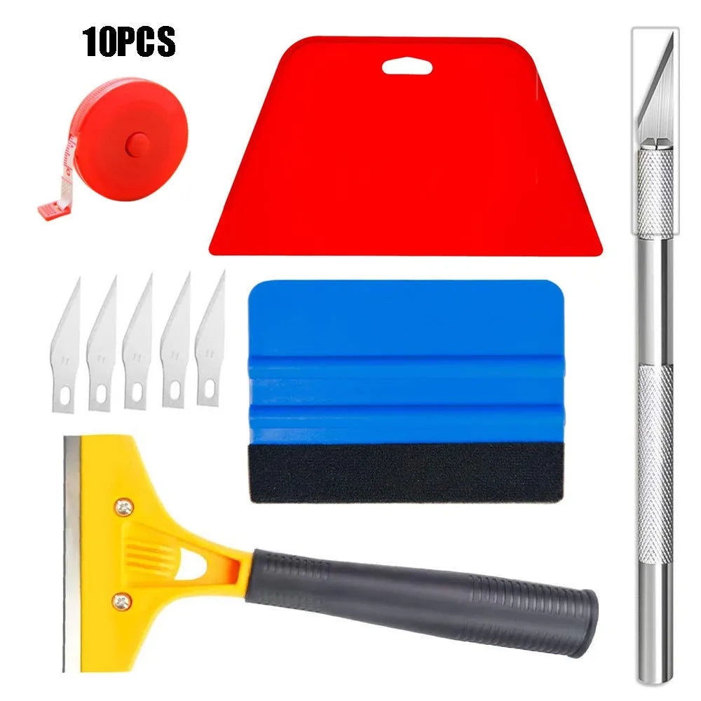 Plastic car film smoothing tool set for automotive window tint and vinyl wrap application.