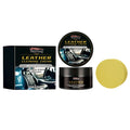 Leather cleaning cream kit showing 100g PET bottle and textured application sponge for shoes and bags