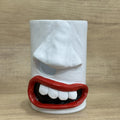 American style resin tissue box holder with humorous pattern, dimensions 8.5cm by 14.6cm