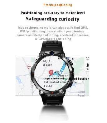 Sports smartwatch with dual cameras, TFT touch screen, and heart rate monitoring functionality