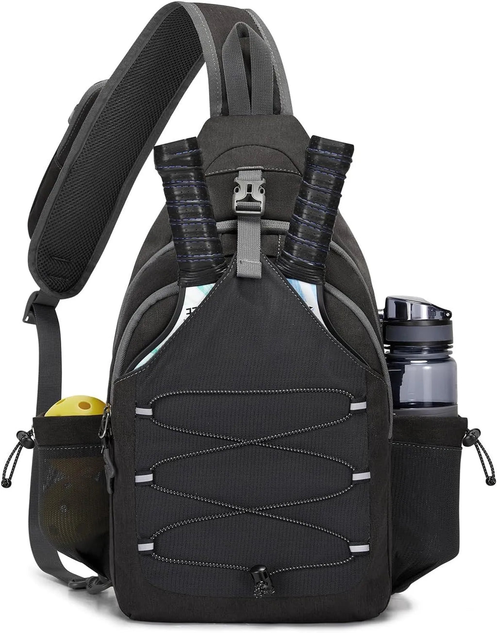 Oxford cloth chest bag for adults in crossbody style, foldable large capacity with open pocket, grey colour option