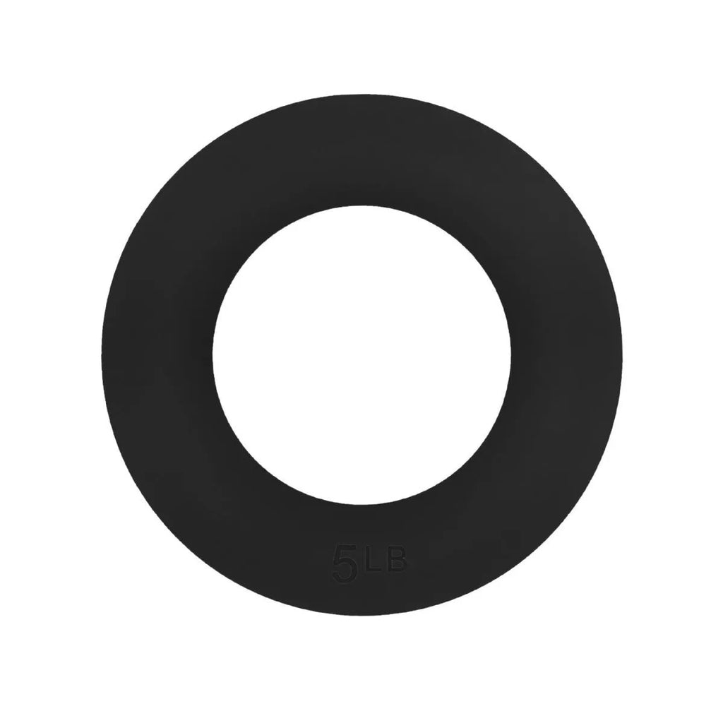 Glossy yoga weight ring in 5 lb or 10 lb silicone iron, available in black, pink, gray green, milk tea, flesh pink, and beige.