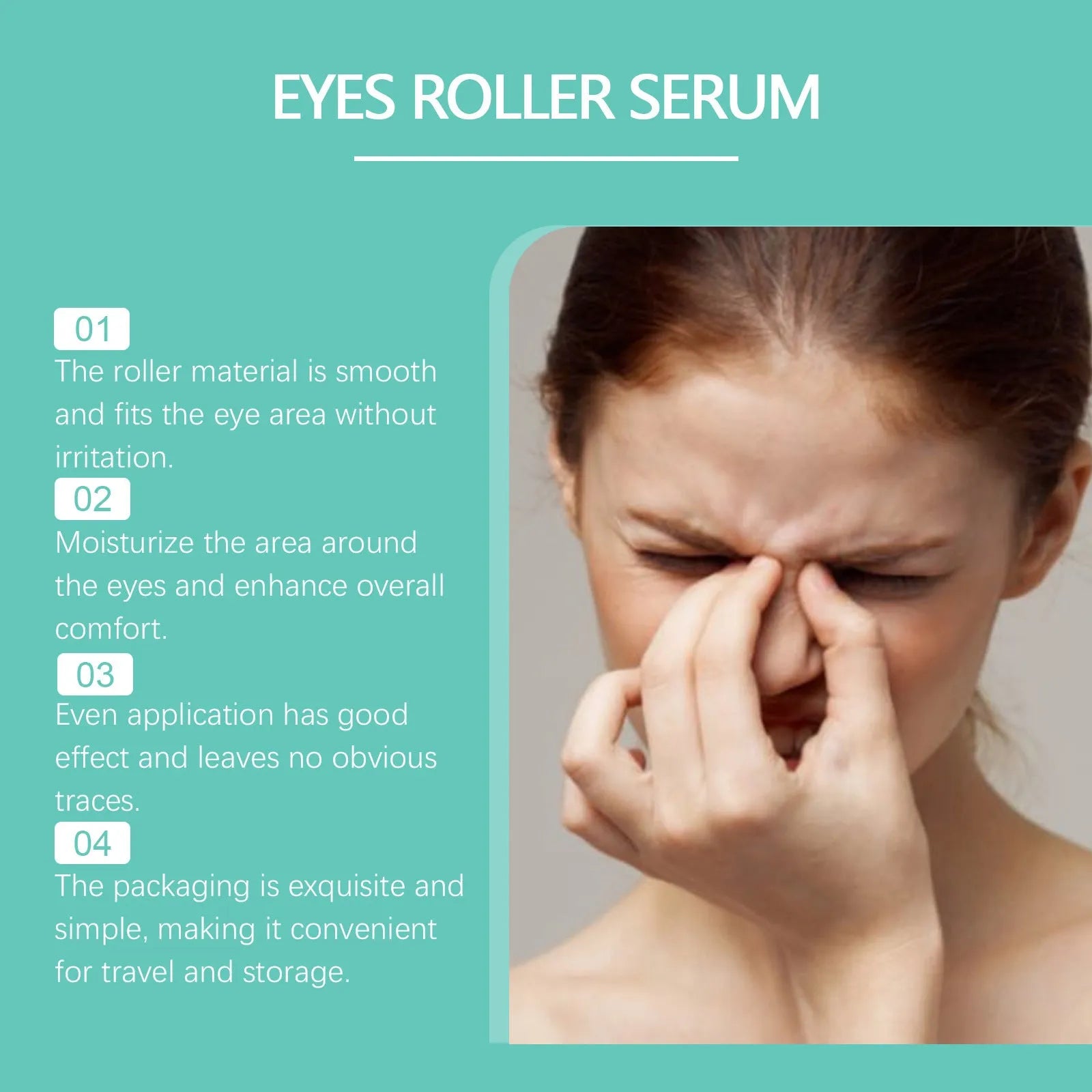 8ml eye care cooling gel roller ball for application around the eyes