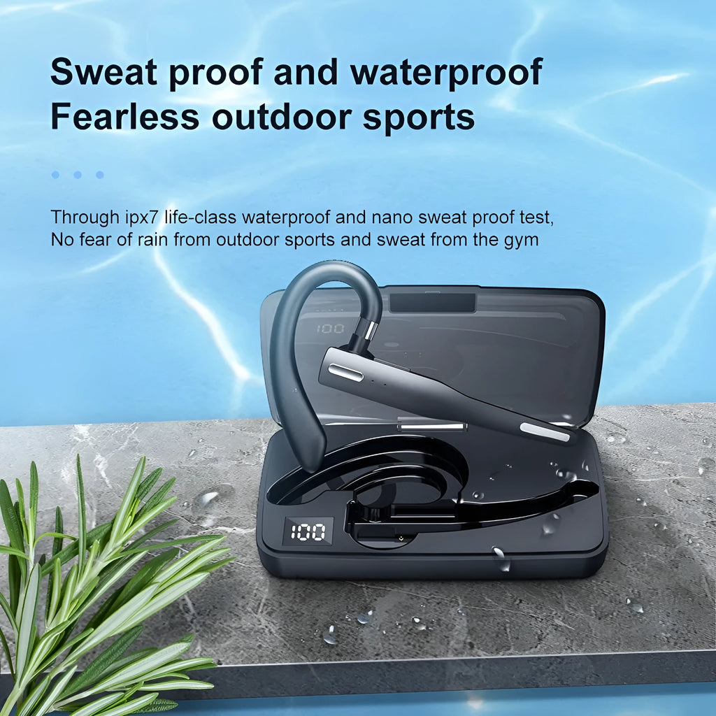 Ear-mounted single-ear Bluetooth headset with call noise reduction, 15-metre range and 8-hour battery life
