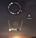 Natural stone necklace and bracelet set for zodiac signs on display