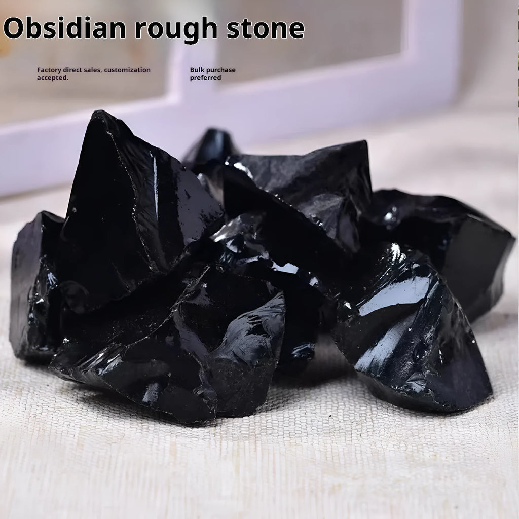 Natural obsidian rough stone large gravel black colour European style 100g pack
