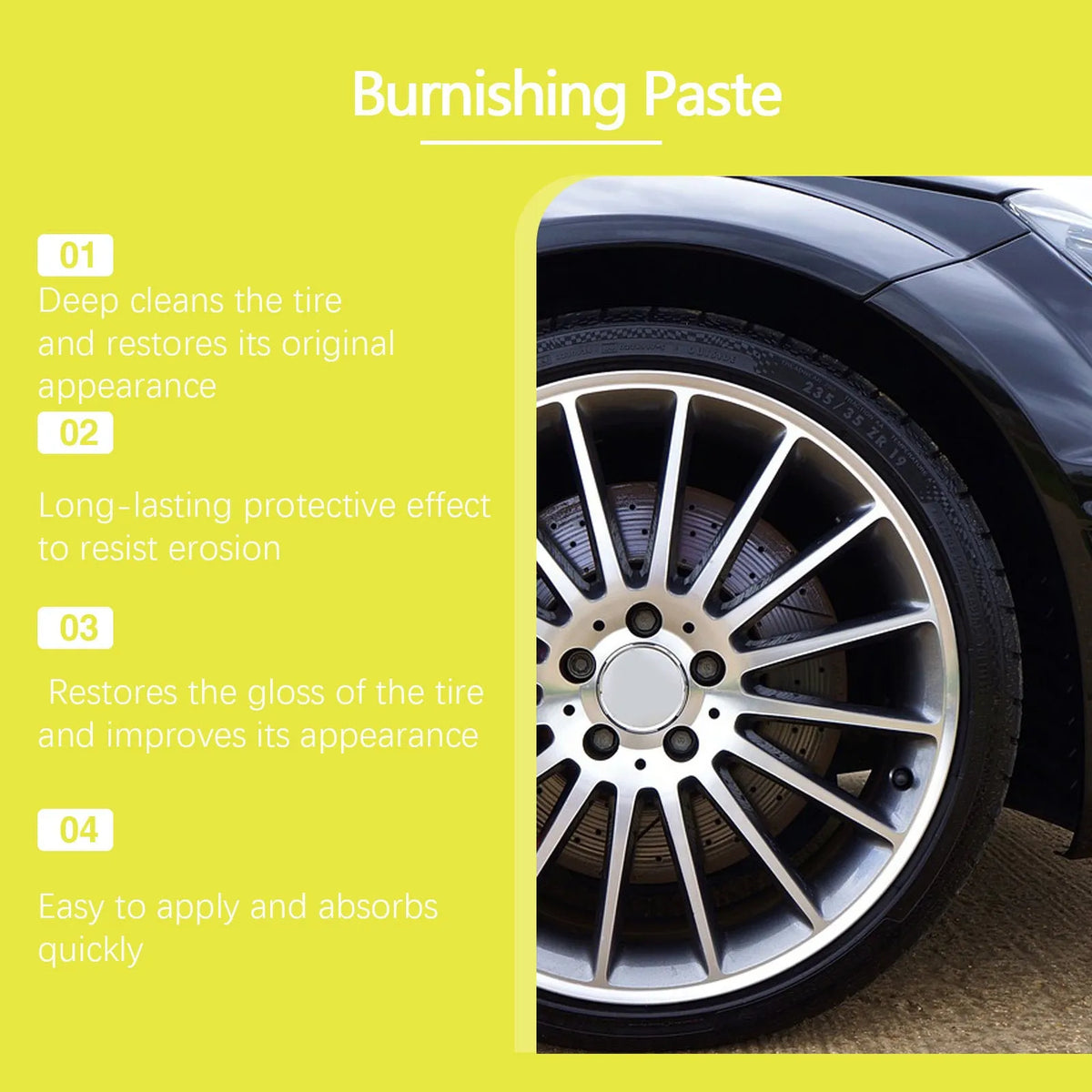 150g tyre maintenance coating paste tub with sponge applicator for car and motorcycle tyres