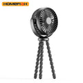HOMEFISH F2 automatic head shaking portable fan with removable bracket and LED light on a table