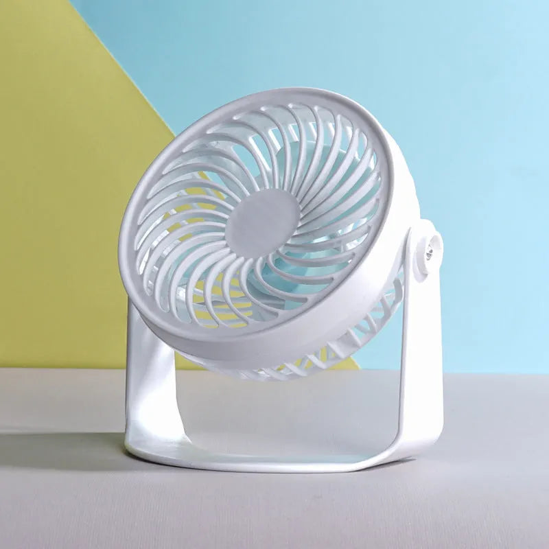 Compact USB-powered desktop fan with three blades and mechanical controls for quiet operation below 36dB