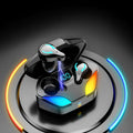 Black in-ear Bluetooth gaming headset for mobile e-sports with zero audio delay.