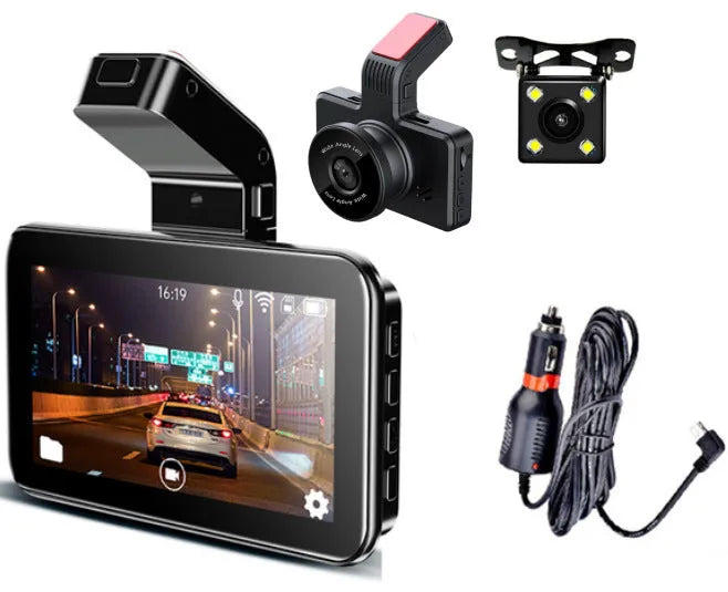 3-inch HD dual lens car DVR dash camera with front and rear recording capability