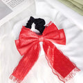 Double layer lace and velvet ribbon bowknot hair band in high elasticity style
