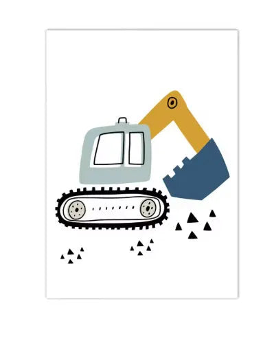 Canvas excavator art poster decoration painting, Nordic style, frameless, available in 10x15cm, 13x18cm, and 15x20cm sizes