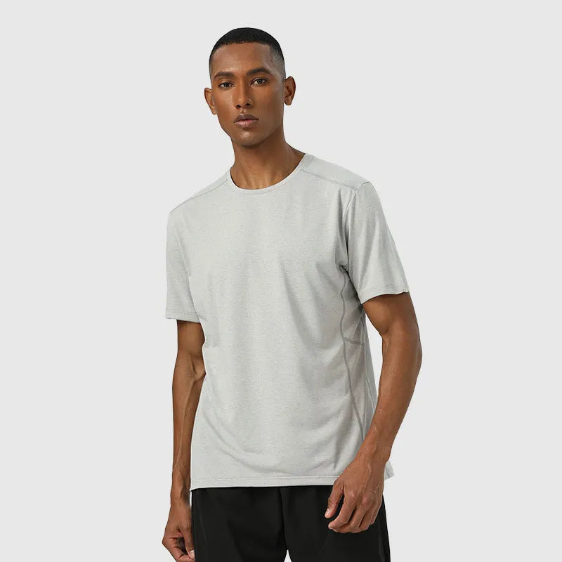 Adult lightweight polyester short sleeve shirt in dark grey, quick-dry and breathable for summer