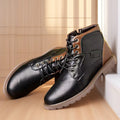 Men's brown leather-look PU ankle boot with side zipper and rubber sole