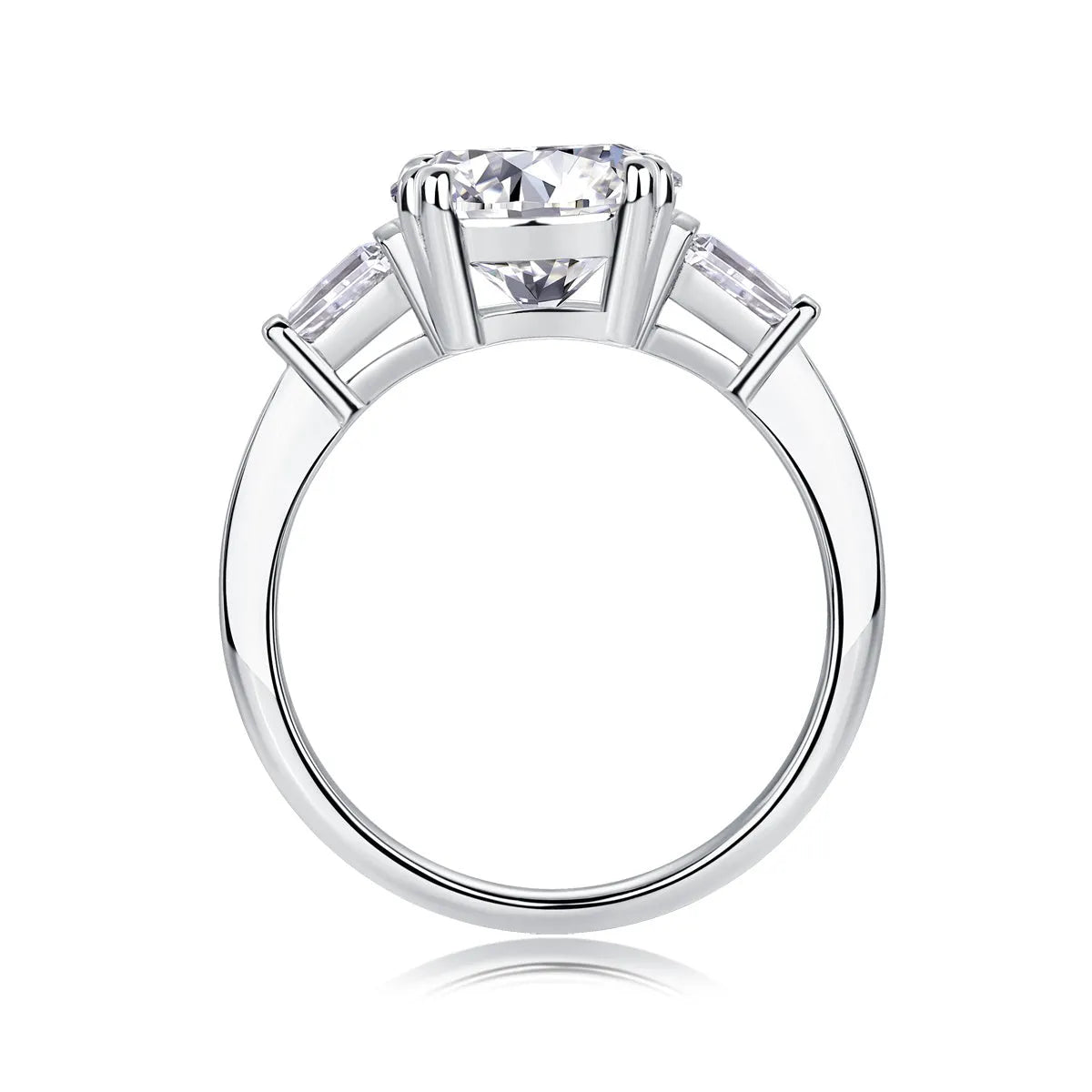 3-carat octagonal moissanite wedding ring set in S925 silver with platinum plating on white background