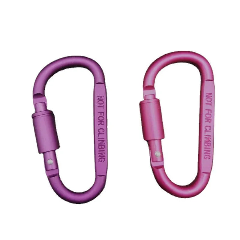An 8cm D-shaped aluminium locking carabiner shown in a bright silver colour.