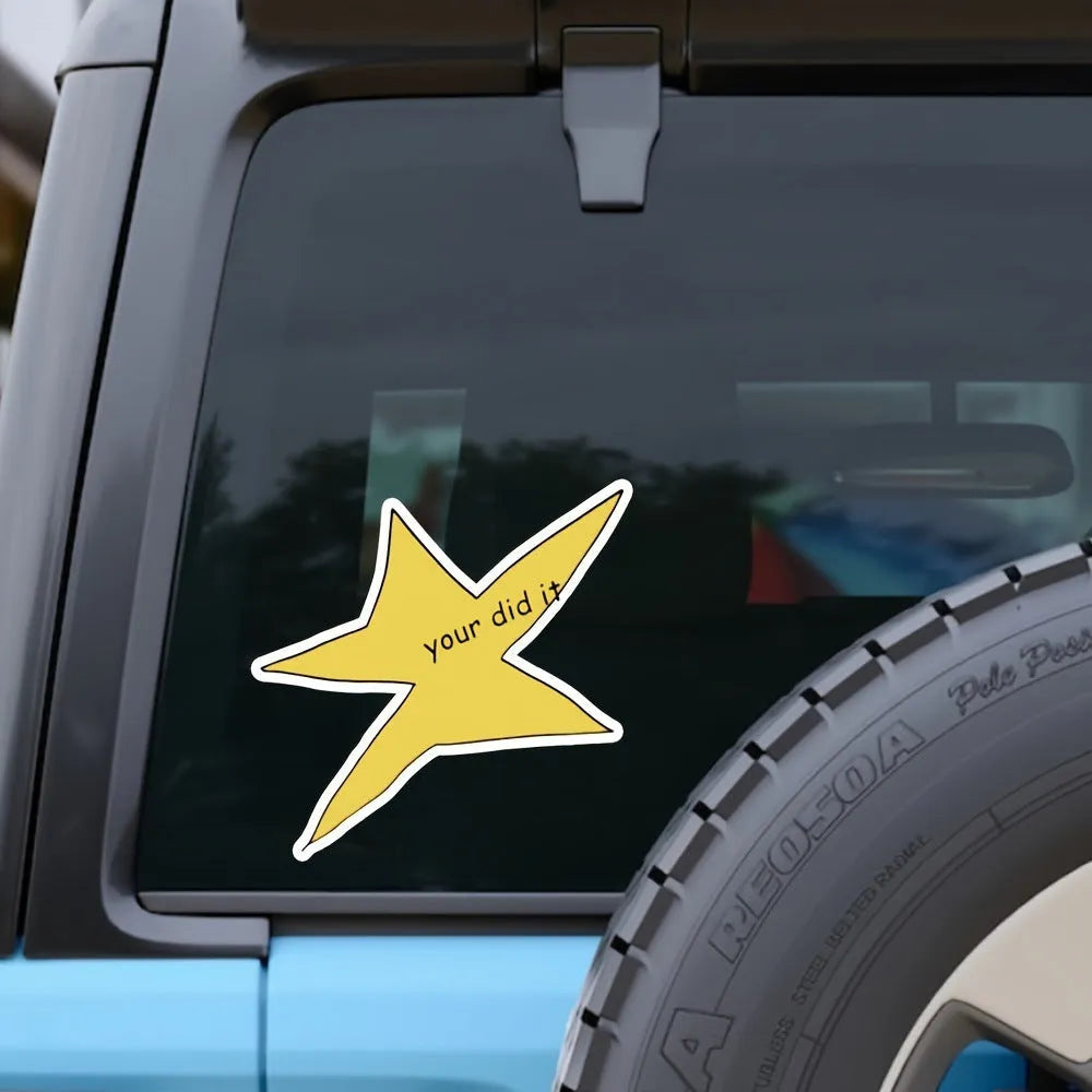 Waterproof vinyl facial expression sticker showing square design in two size options