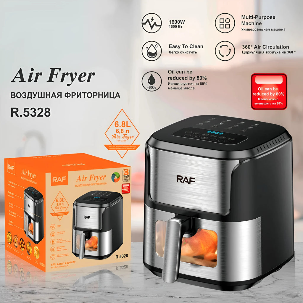 Multifunctional visual air fryer with touch control and plastic body for home use