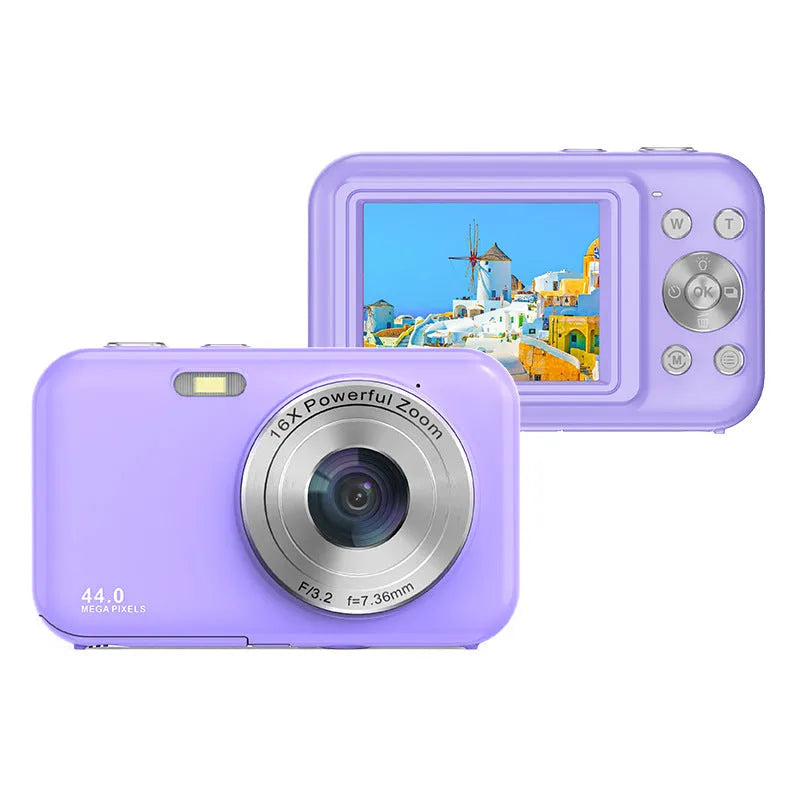 Children's digital camera with 2.4 inch screen in black, green, pink and purple colour options
