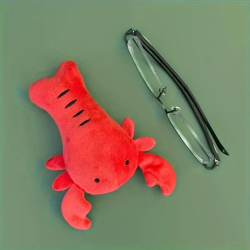 Red plush lobster dog toy with squeaker for small and medium dogs