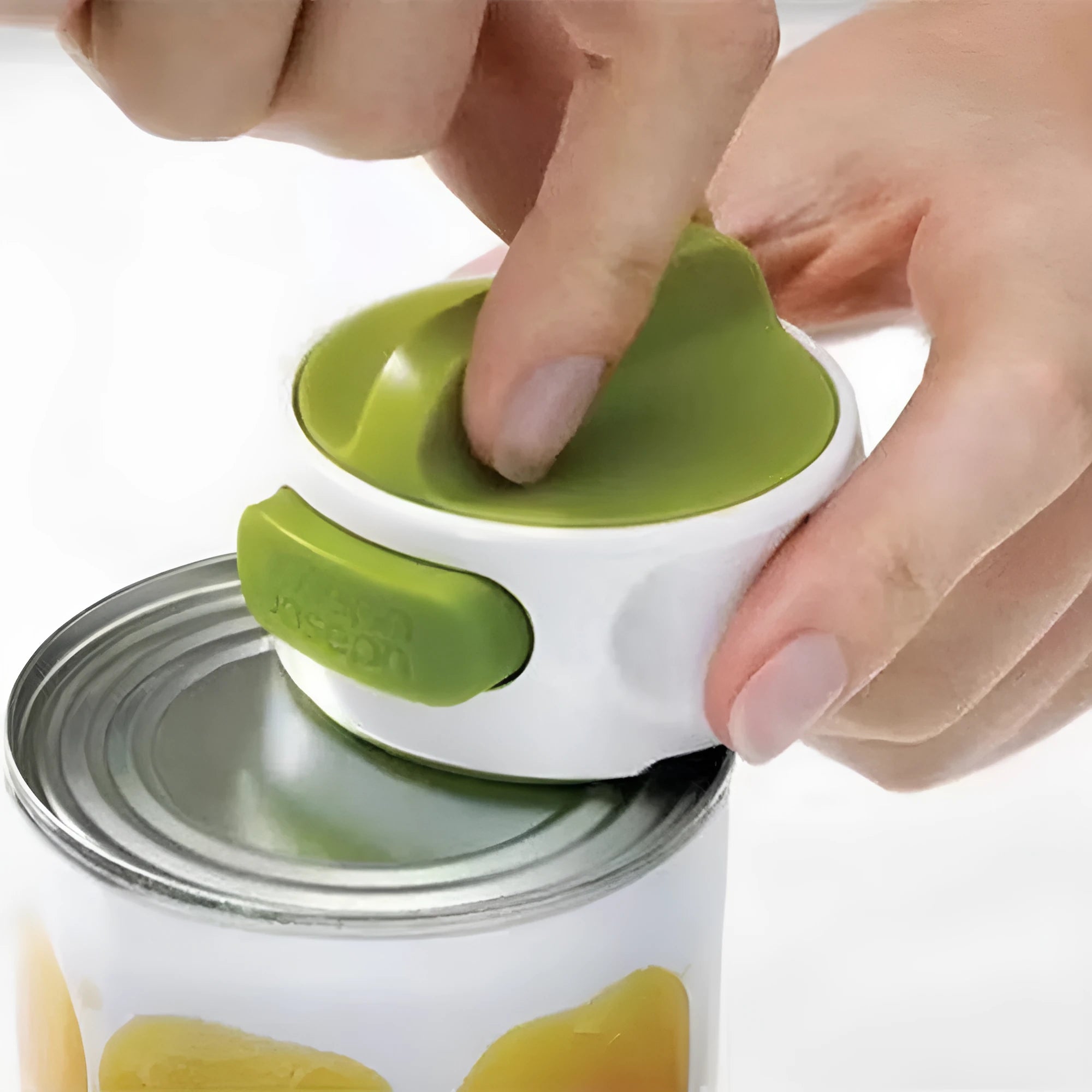 Green stainless steel bottle opener with screw mechanism for opening jars