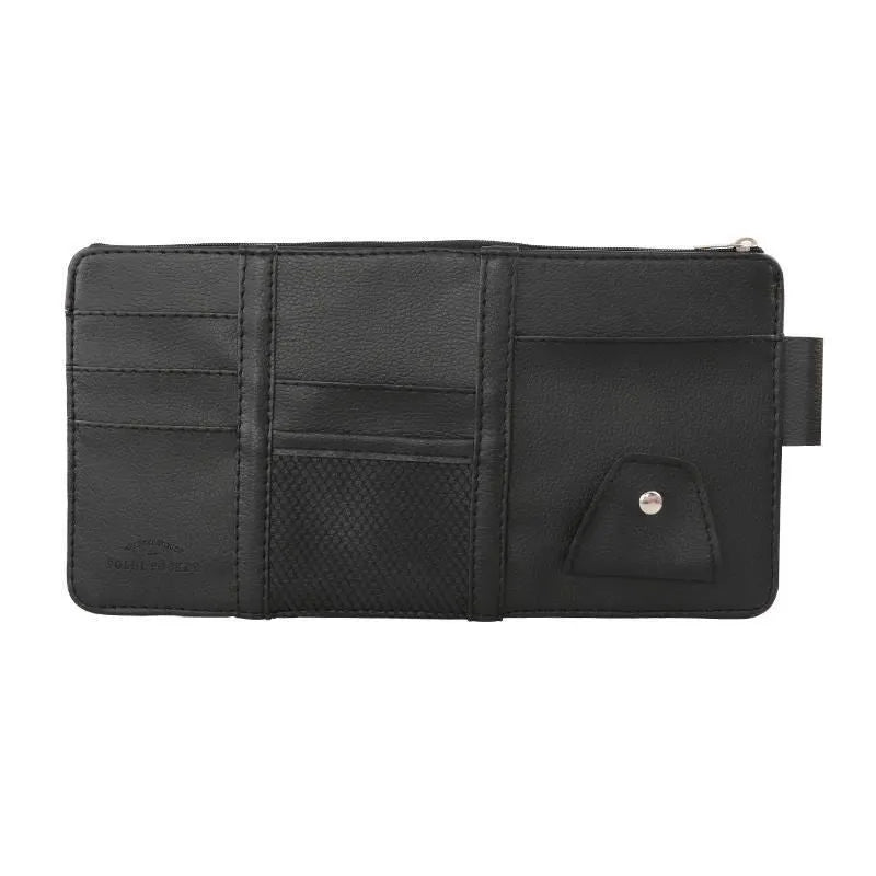 Car sun visor pocket organizer with acrylic plastic construction for storing cards and glasses