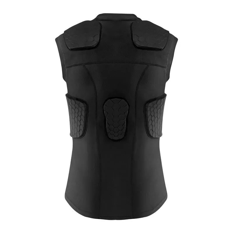 Black tight quick-dry basketball sports vest with anti-collision padding for unisex training