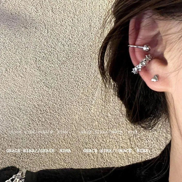 Alloy geometric earrings with irregular frosty style and double clip design in colour B4710