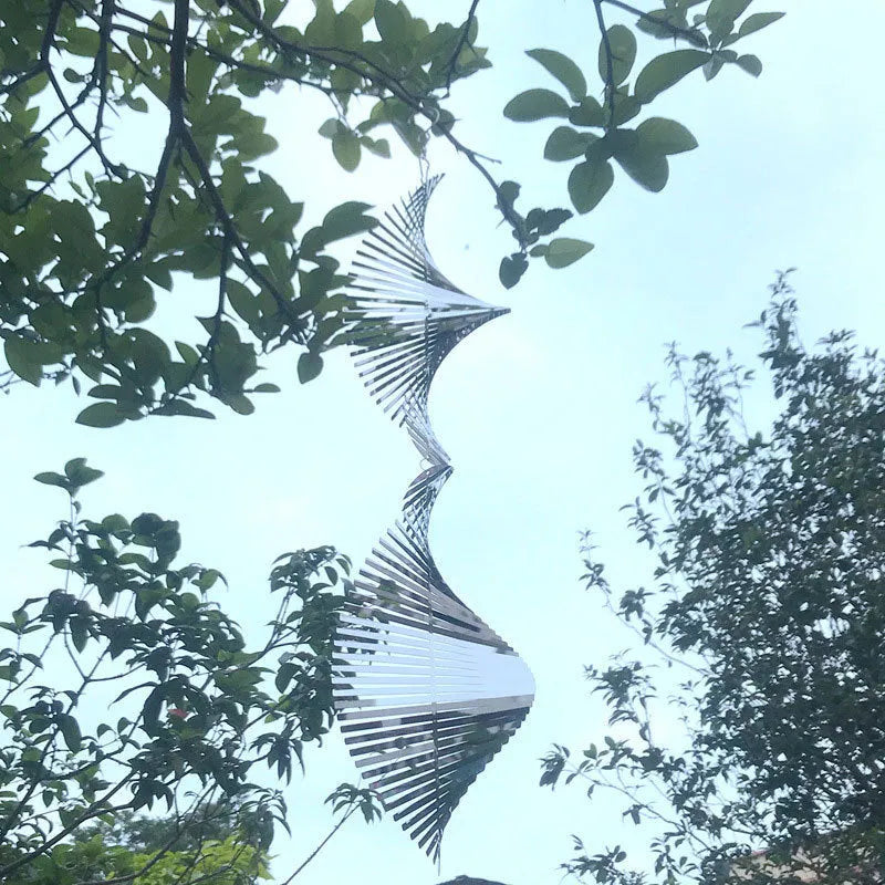 Rotating wind runner garden pendant in Silver or Colourful metal, 12.8 x 60cm Christmas outdoor decoration