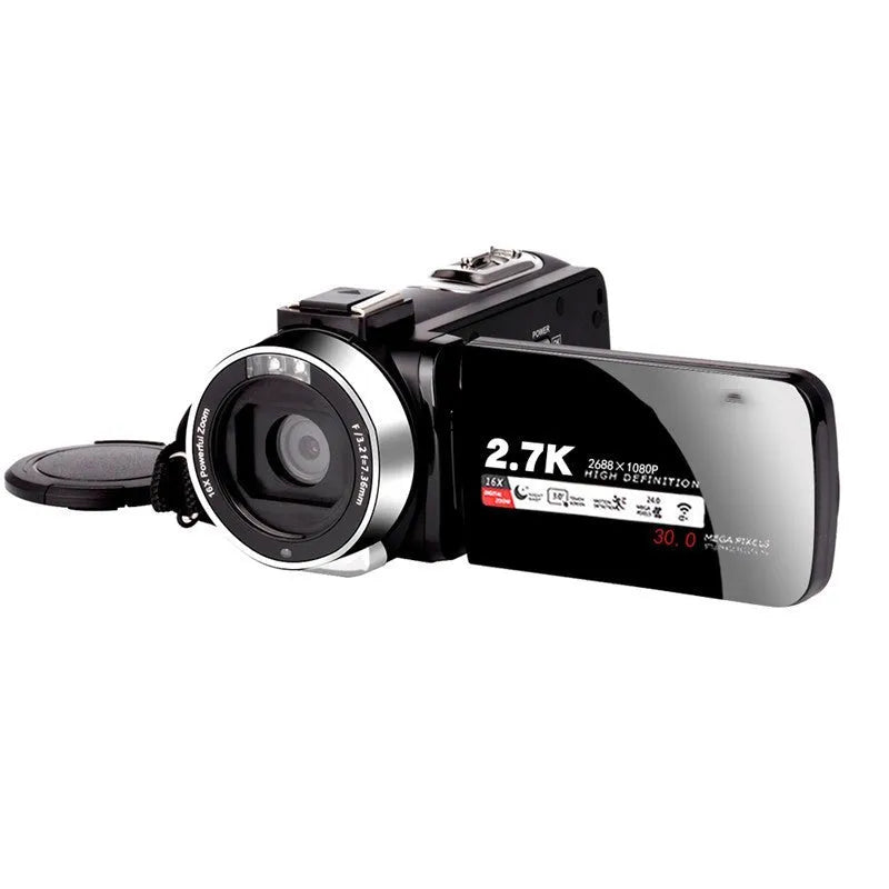 30-megapixel WiFi HD digital camera with touch screen and night vision, white, no hat
