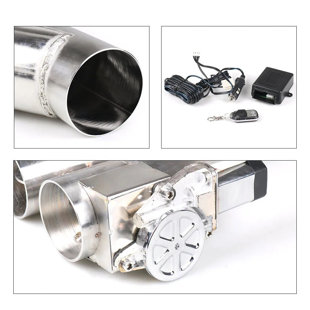 Stainless steel electronic control double valve exhaust pipe in silver for car modification