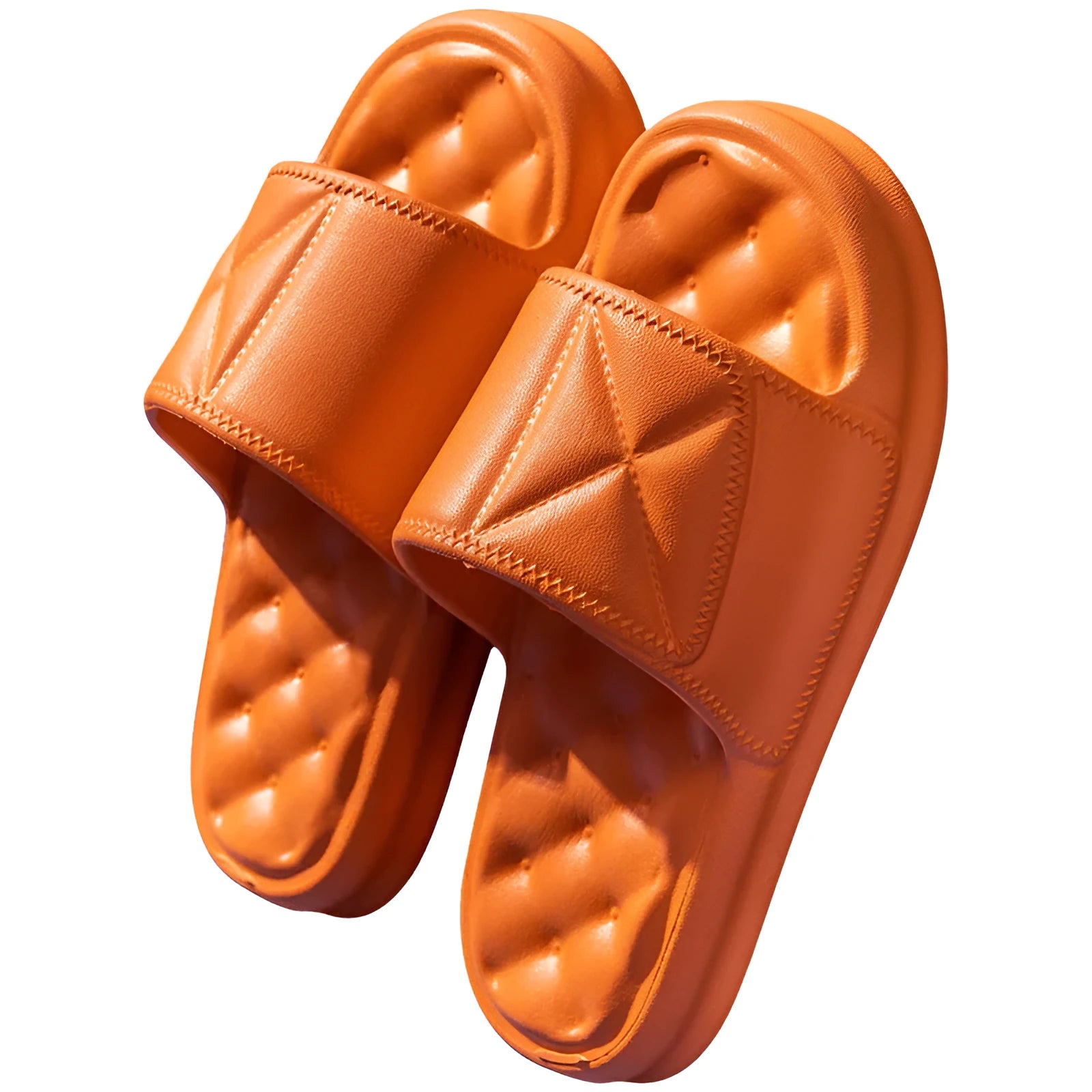 EVA bathroom slippers with thick sole in multiple colour options showing non-slip texture