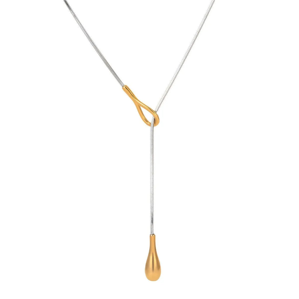 Tassel water drop earrings Y word chain geometric drop shape stainless steel 18K electroplated women