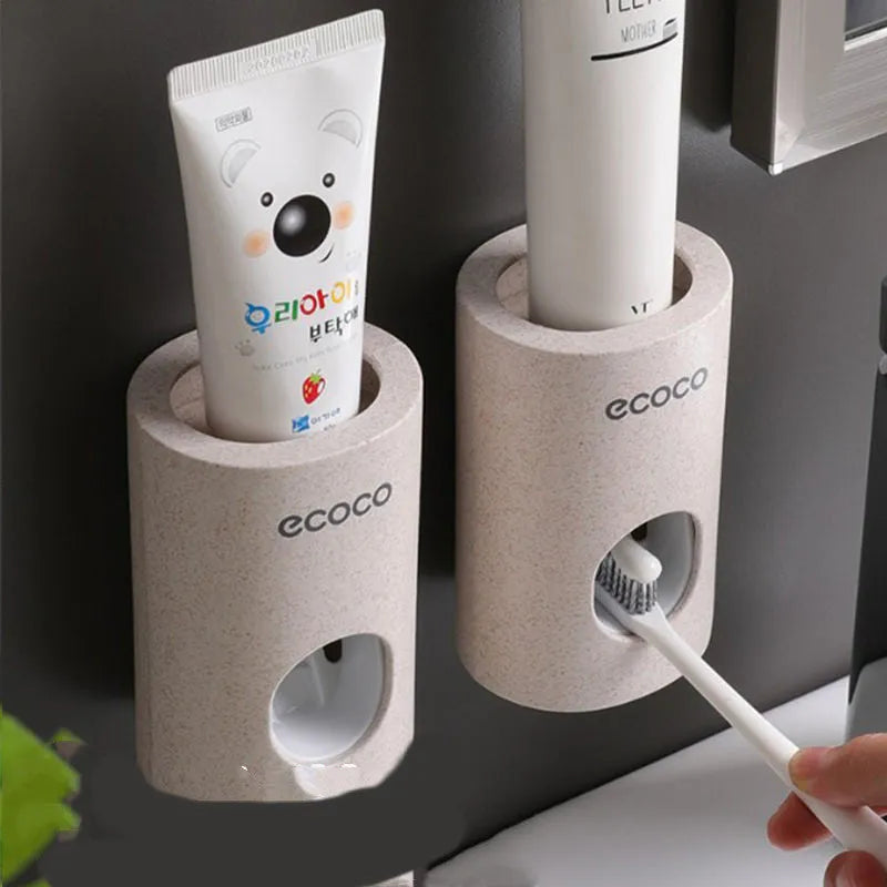 ecoco single toothpaste dispenser 2 pack wall-mounted simple modern white bathroom organiser