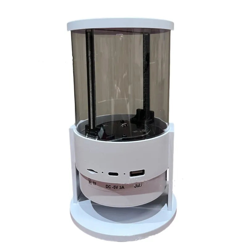 360-degree 3D holographic fan Bluetooth speaker with 10cm cylindrical screen and 160 LEDs in white