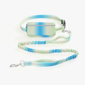 Blue adjustable hands-free dog leash with waist belt and reflective traction rope for walking and running