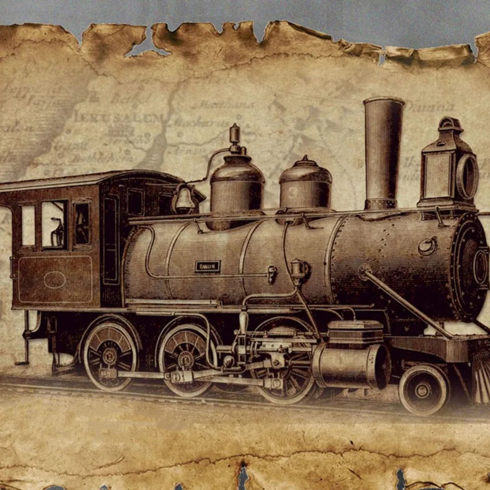 MG steam locomotive metal puzzle model in brass and stainless steel, 17x5x8cm, with colour printing