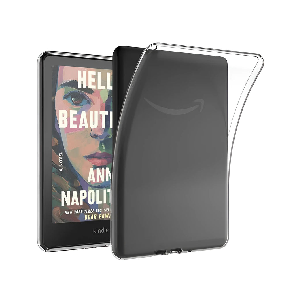 Transparent soft TPU protective case for Kindle PaperWhite 12th 2024 7 inch, showing all-inclusive cover design