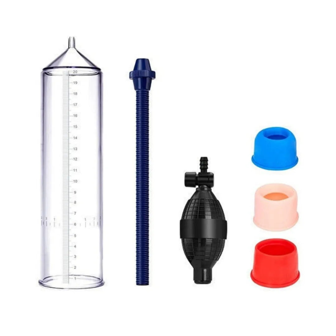 Silicone cover accessory for a male penis simulator home exercise machine.