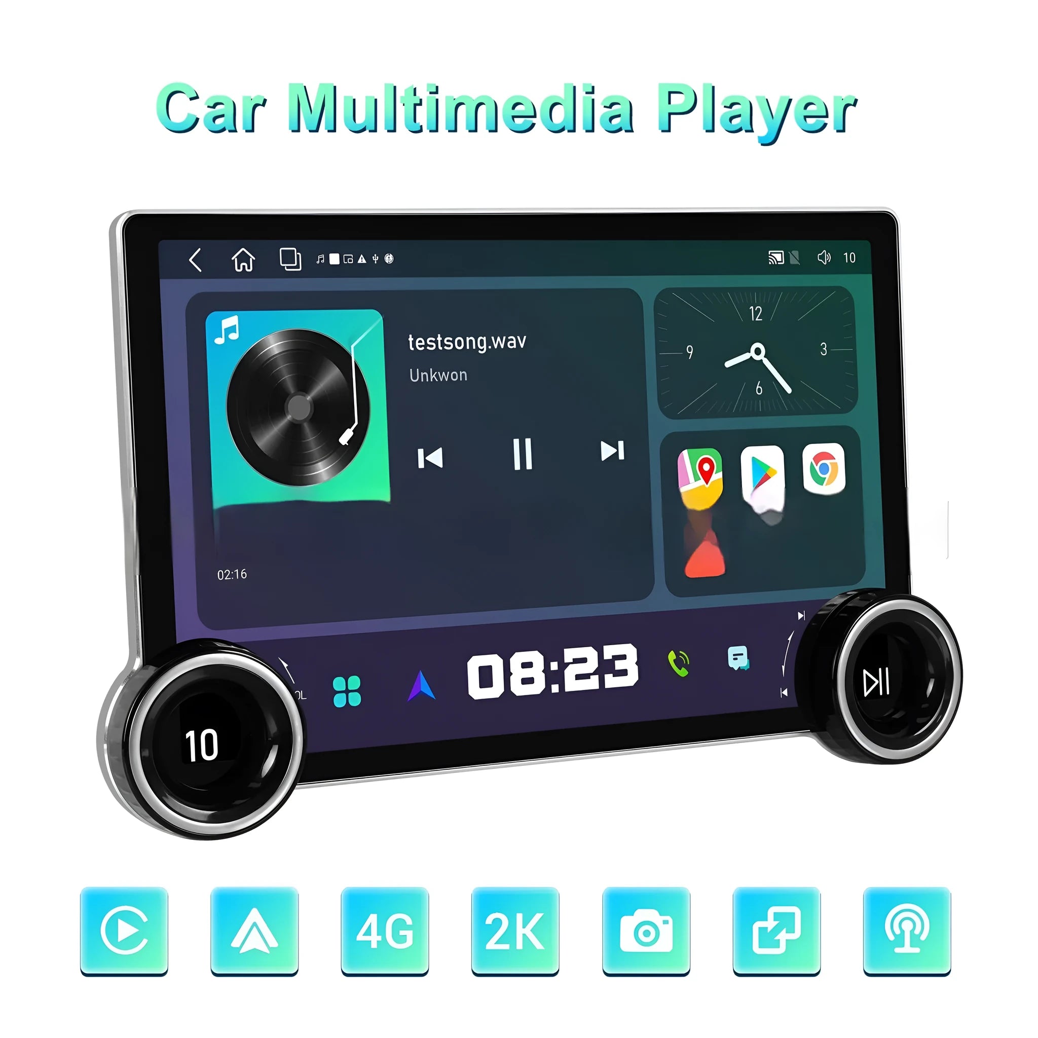 11.8-inch double knob car multimedia player with Android system and QLED screen