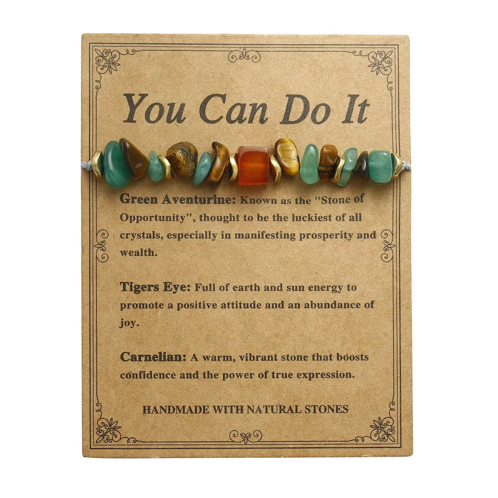 Handmade geometric beaded stone bracelet for women in a fashion OL style on a wrist.