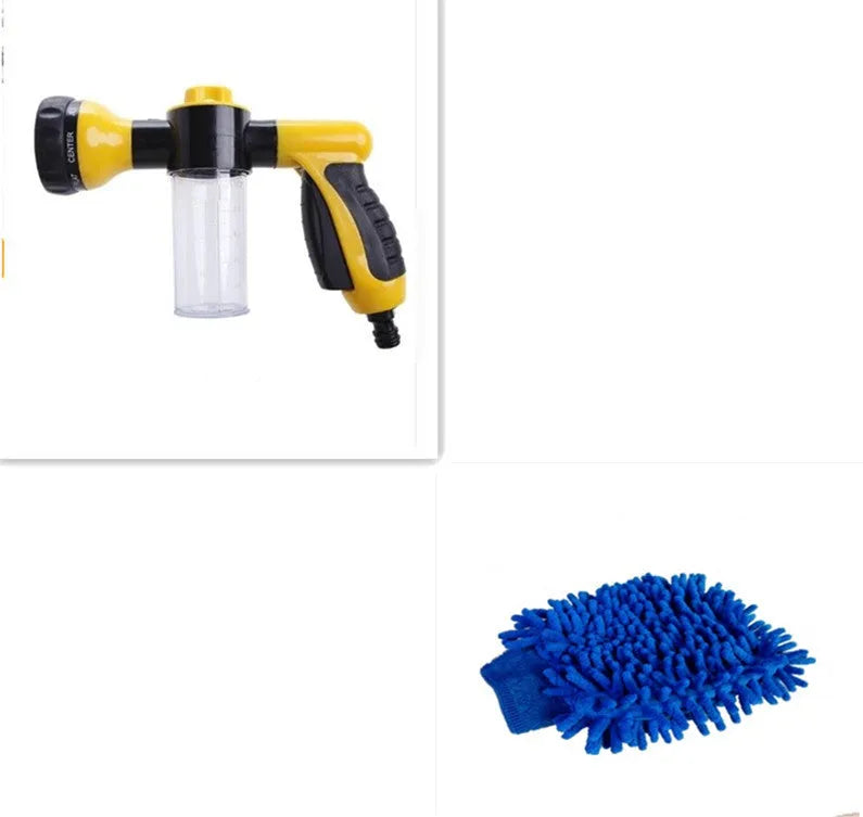 Green high-pressure foam spray gun with adjustable nozzle for car washing and garden use