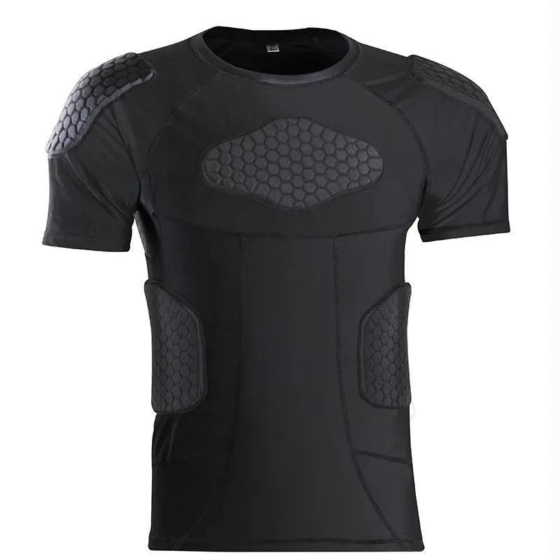 Olive anti-collision football training suit set including T-shirt, vest, and shorts on display