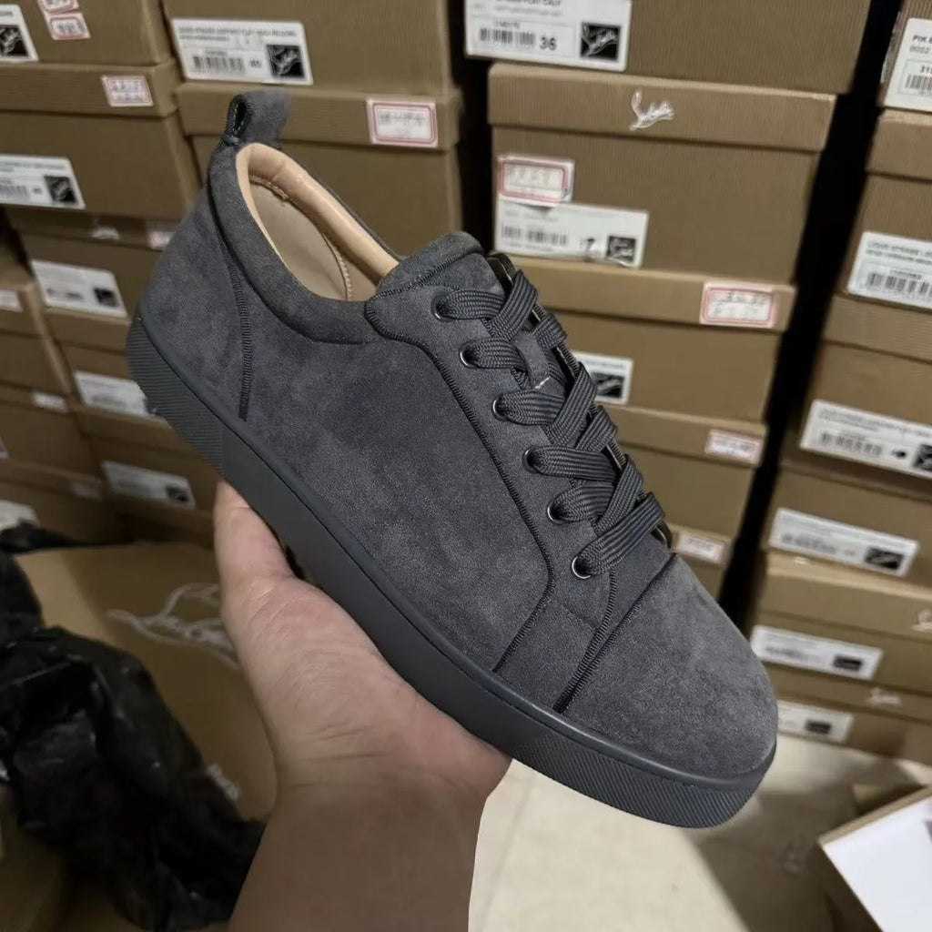 Men's grey colour-block casual sneakers with lace-up front and rubber sole on a white background
