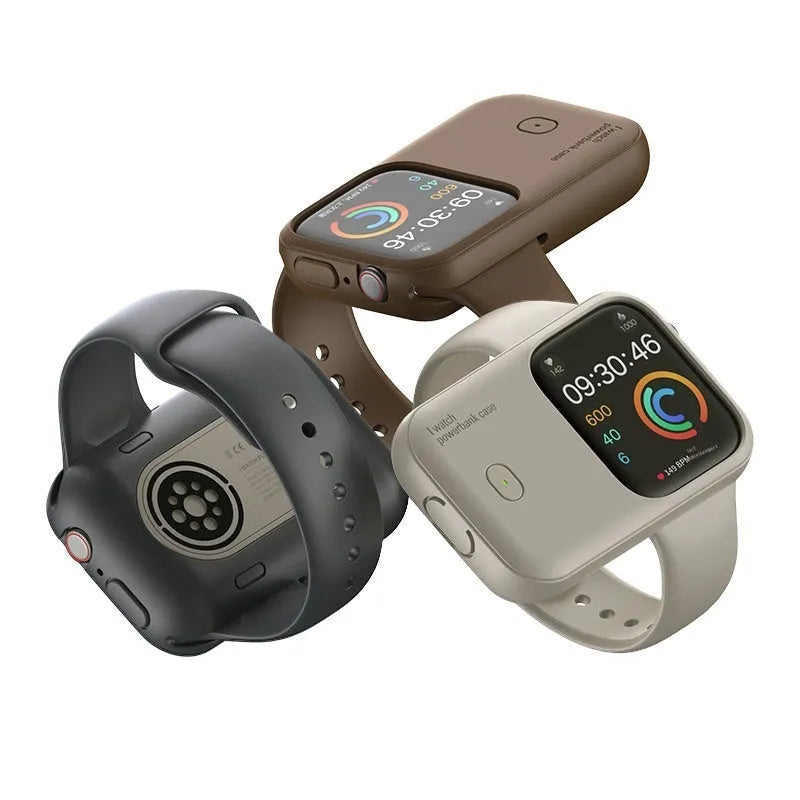Apple Watch wireless charging case power bank with silicone protection case in Brown colour