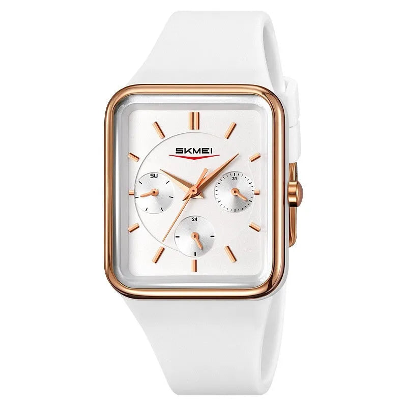 Square silicone waterproof digital watch for girls with multi-functional display in various colour options