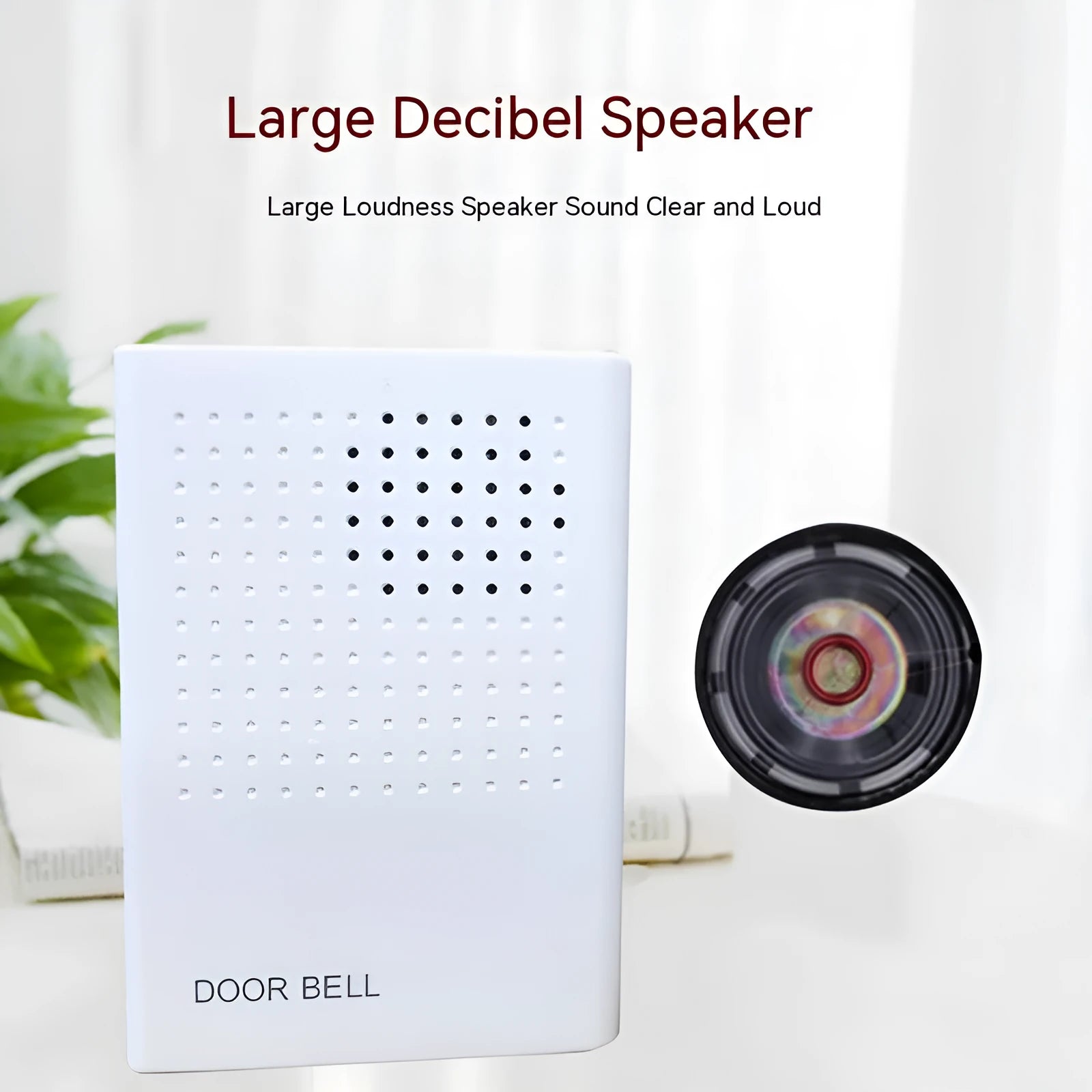 White wired doorbell 87x62x23mm battery-mounted for hotels and home use